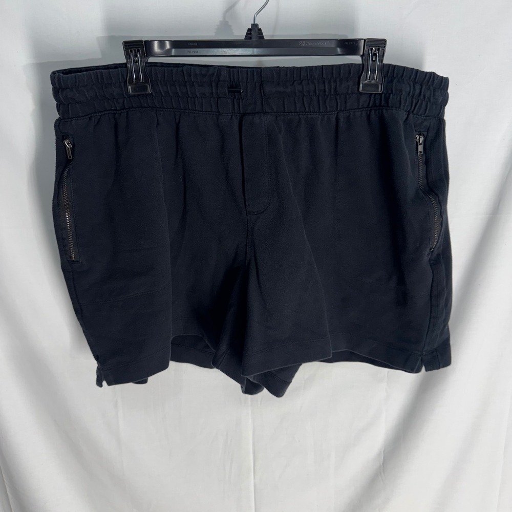 90 Degree by Reflex Shorts Womens XXL Black Cotton Blend Zip Pocket Sweat Shorts